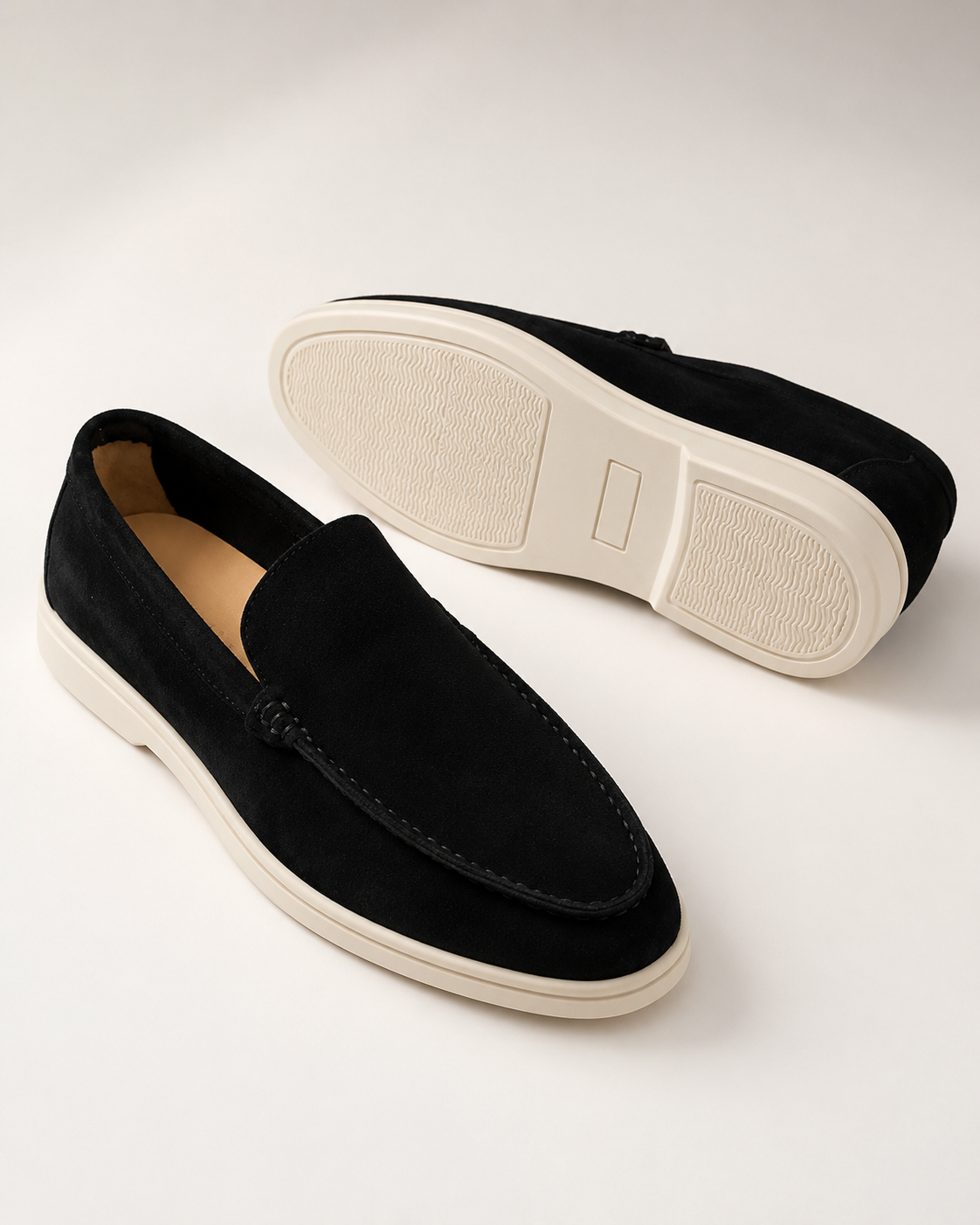 Herreloafers med rund tå og lys sål