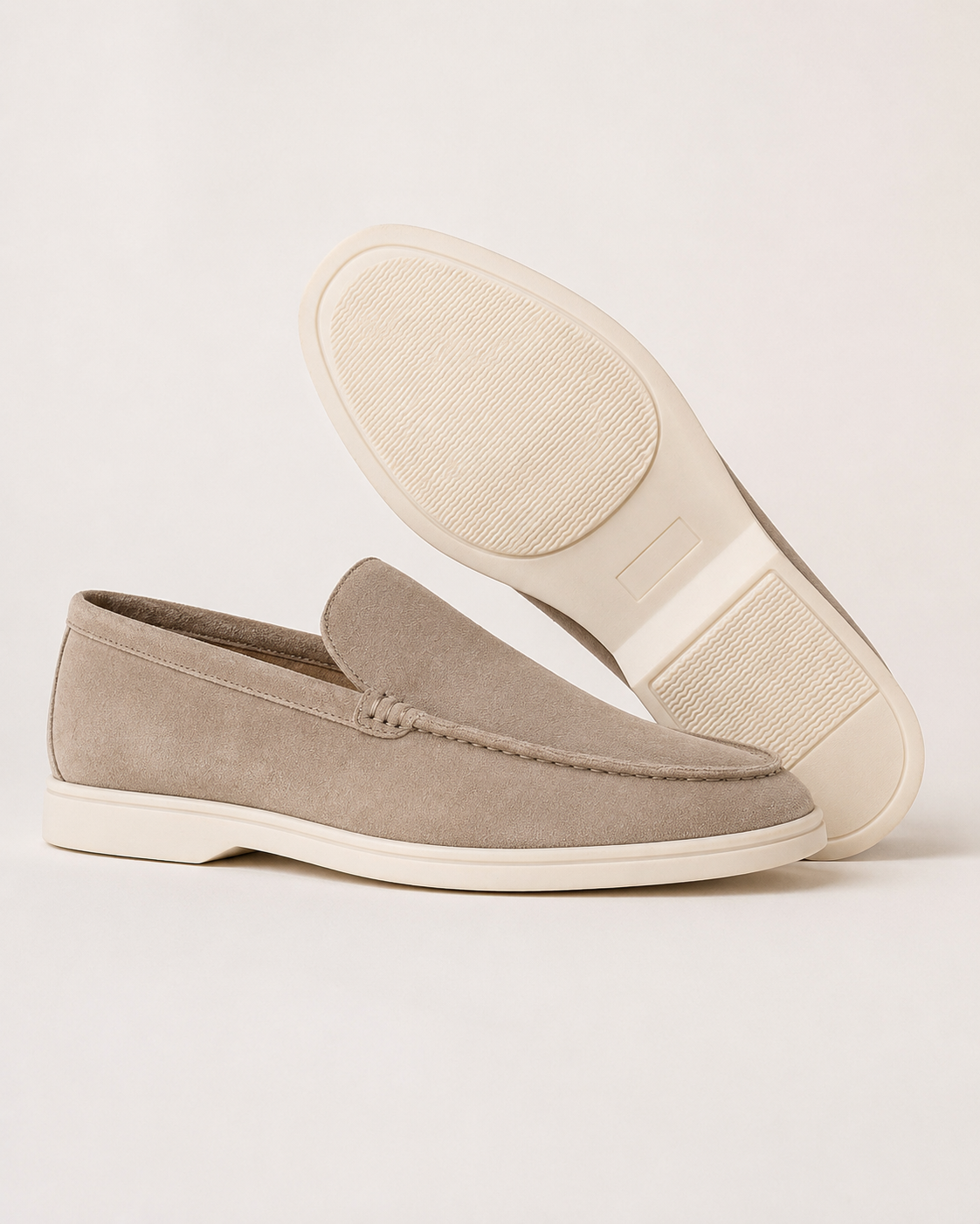 Herreloafers med rund tå og lys sål