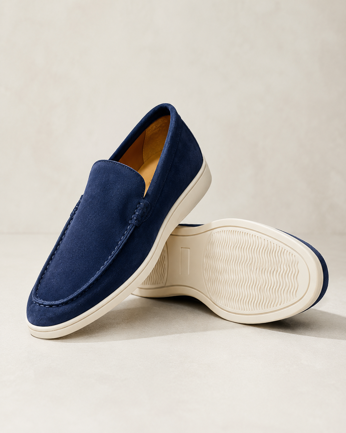 Herreloafers med rund tå og lys sål