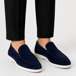 Herre loafers med slip-on-design, synlig pyntesøm og flad lys sål