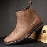 Herre Chelsea Boots i Læderlook med Elastik