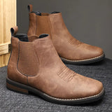 Herre Chelsea Boots i Læderlook med Elastik