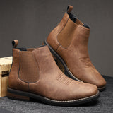 Herre Chelsea Boots i Læderlook med Elastik