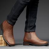 Herre Chelsea Boots i Læderlook med Elastik