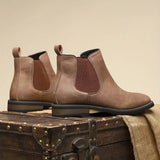Herre Chelsea Boots i Læderlook med Elastik