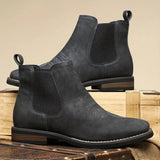 Herre Chelsea Boots i Læderlook med Elastik