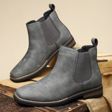 Herre Chelsea Boots i Læderlook med Elastik