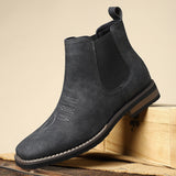 Herre Chelsea Boots i Læderlook med Elastik
