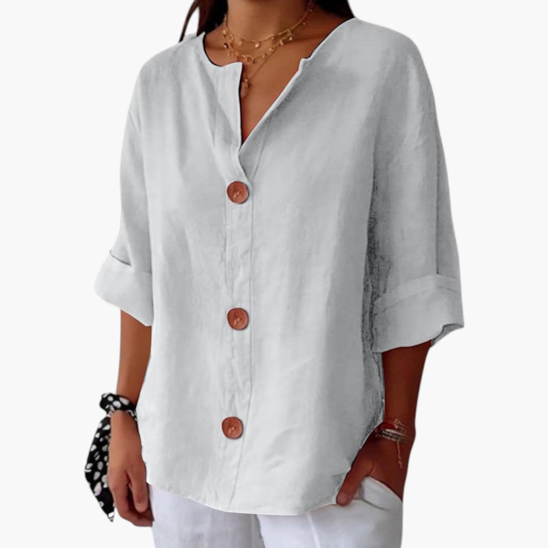 Bluse med bred hals – Løs og afslappet stil