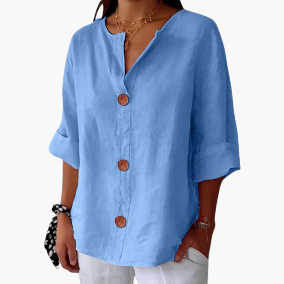 Bluse med bred hals – Løs og afslappet stil