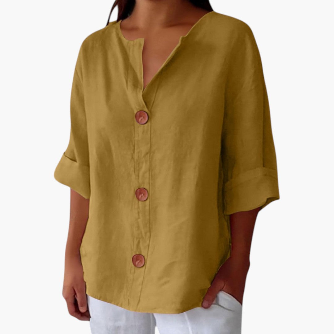 Bluse med bred hals – Løs og afslappet stil