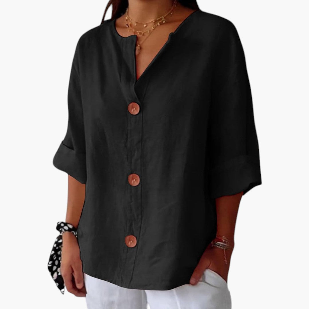 Bluse med bred hals – Løs og afslappet stil