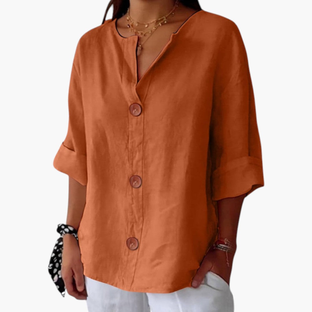 Bluse med bred hals – Løs og afslappet stil