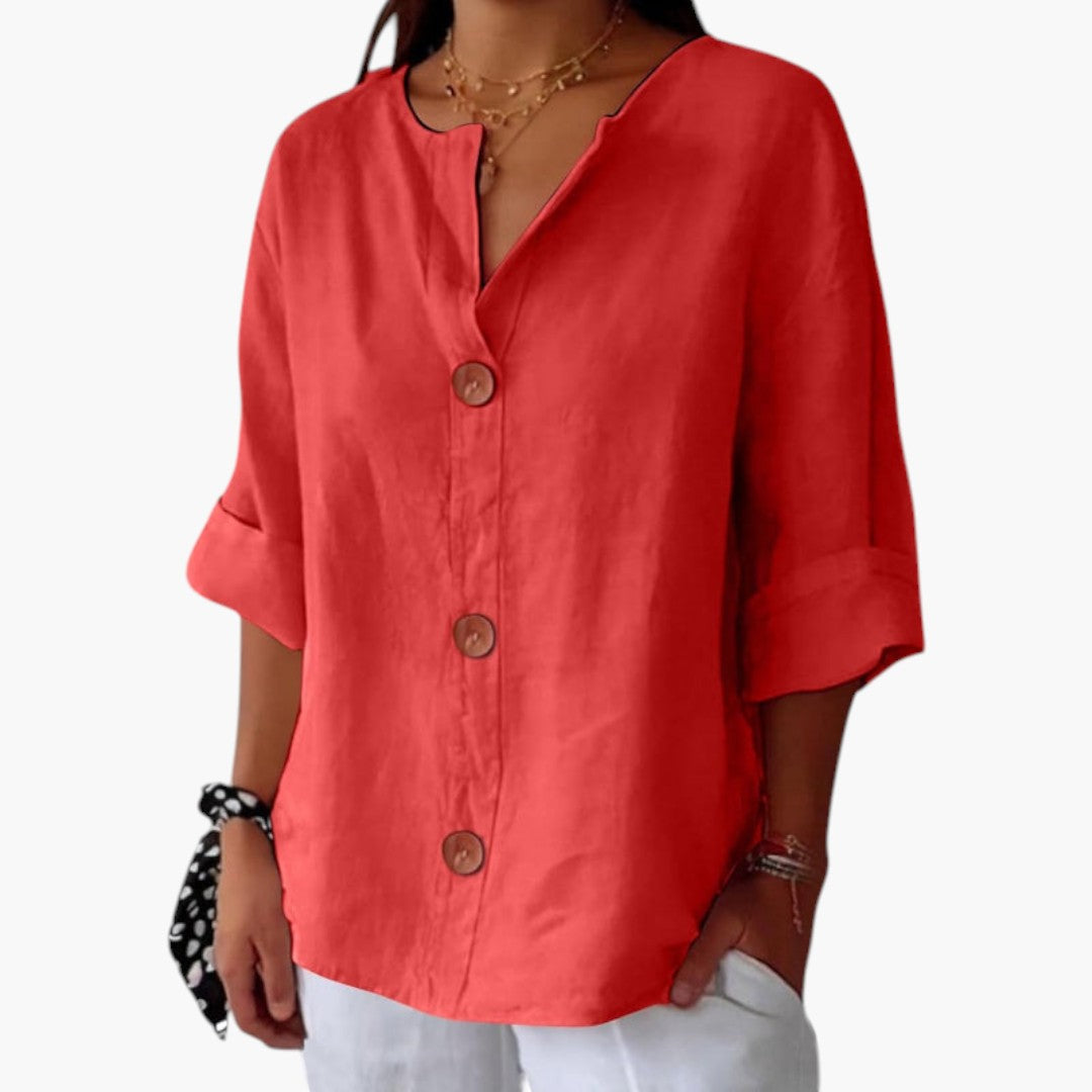 Bluse med bred hals – Løs og afslappet stil