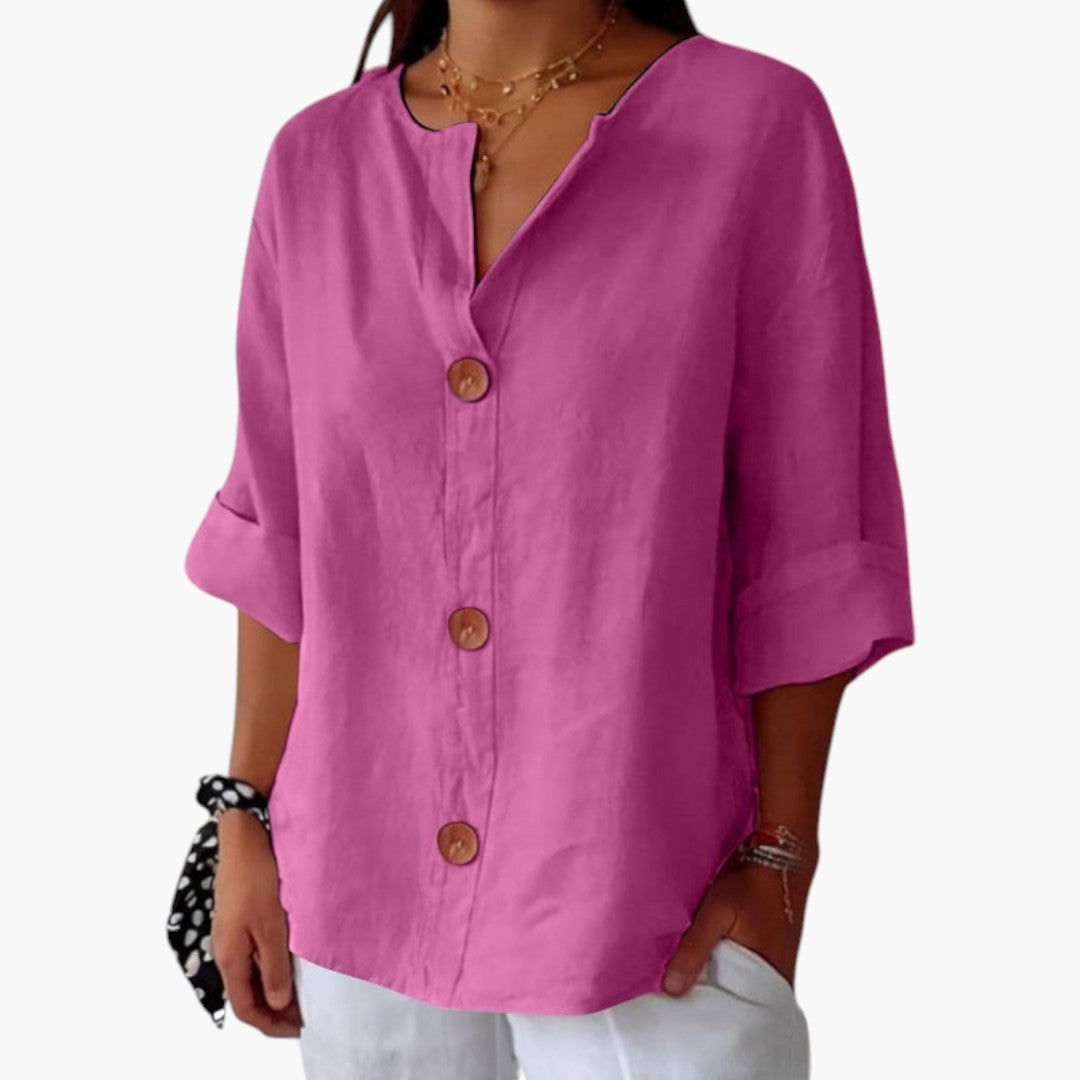 Bluse med bred hals – Løs og afslappet stil