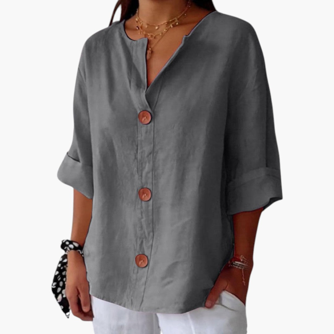 Bluse med bred hals – Løs og afslappet stil