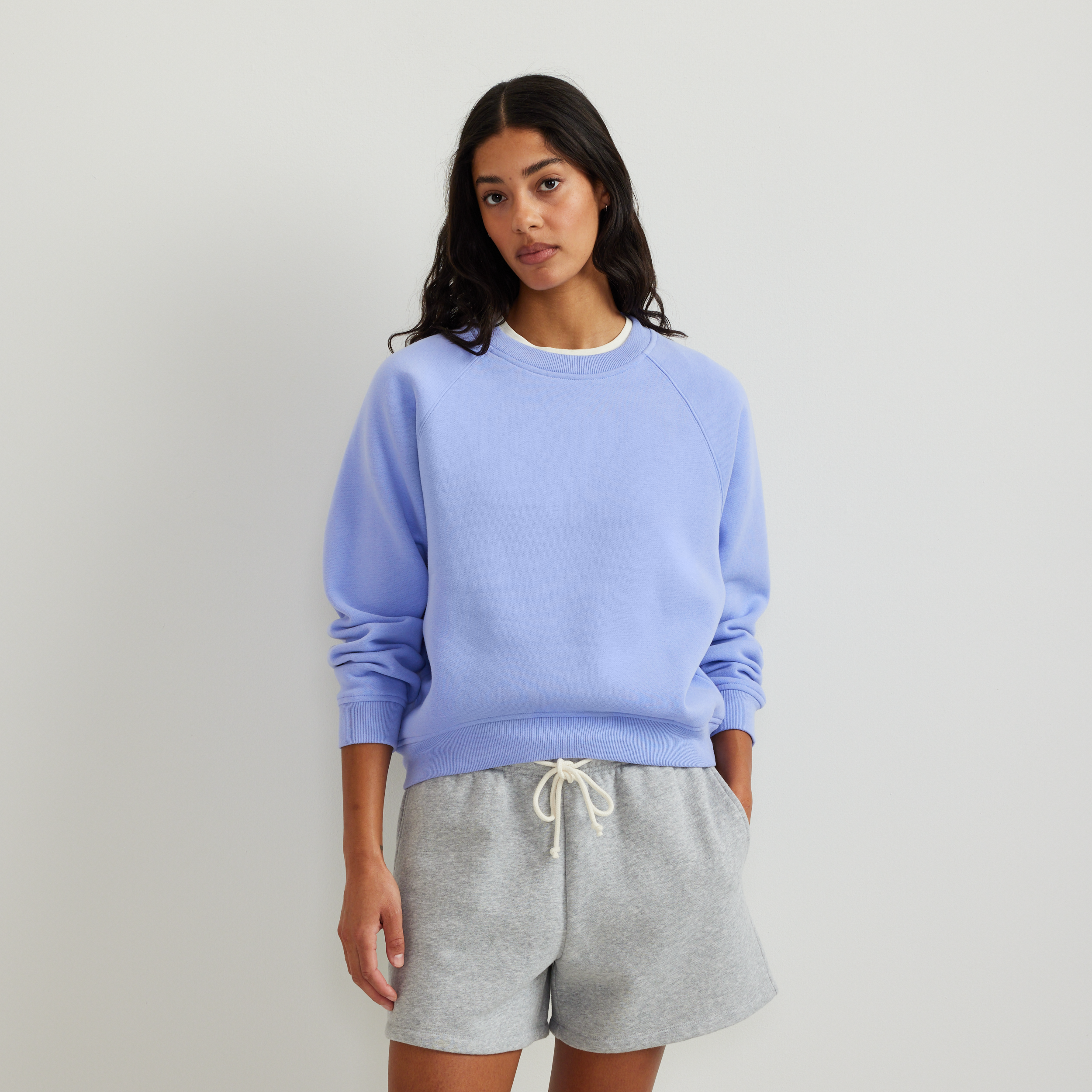 Dame sweatshirt med rund hals, lange ærmer og ribkanter