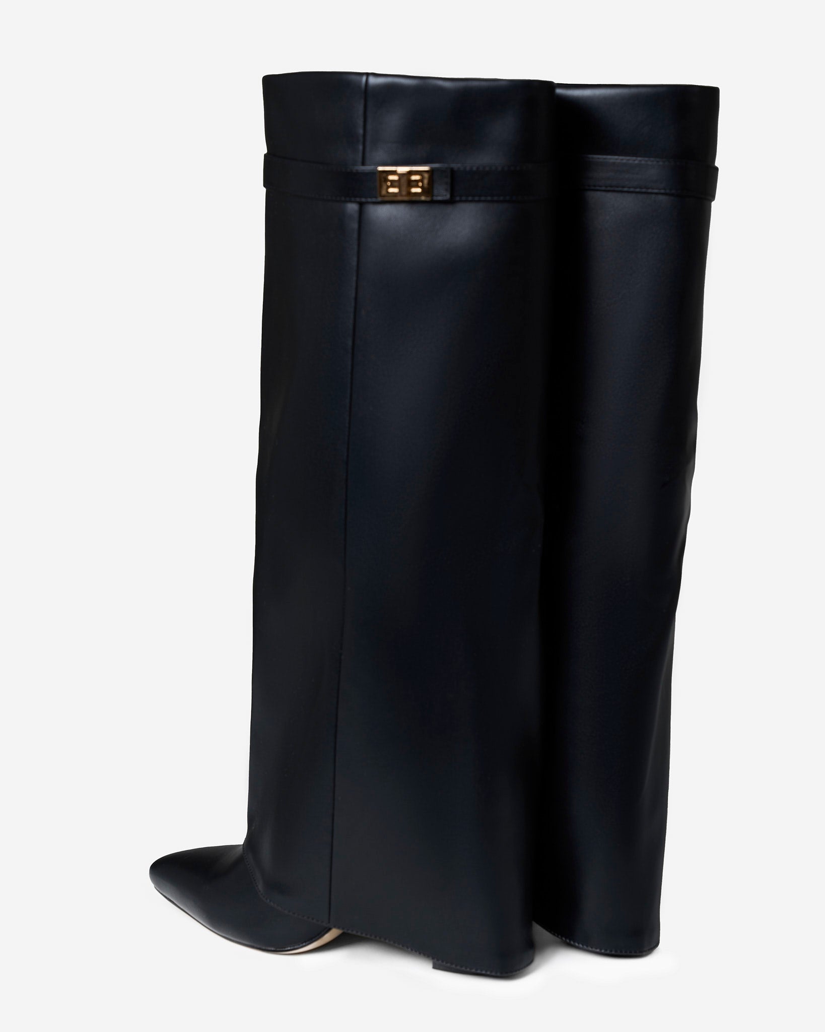Cuissardes noires femme à bout pointu et boucle