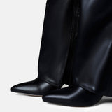 Cuissardes noires femme à bout pointu et boucle