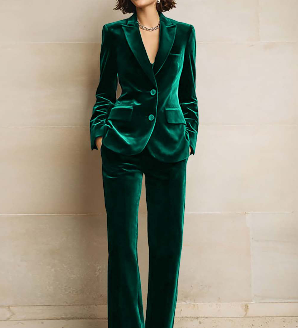 Tailleur pantalon femme avec blazer à revers en pointe