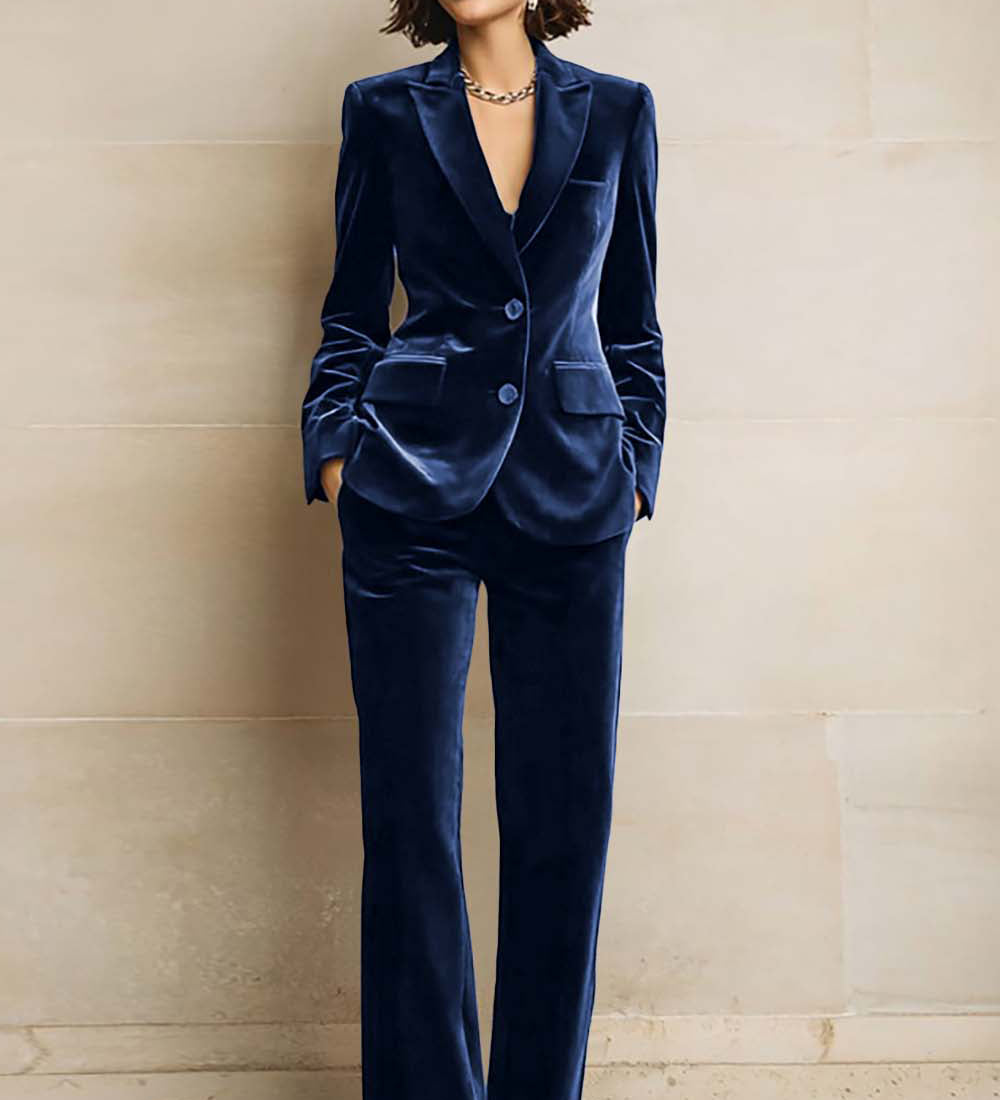 Tailleur pantalon femme avec blazer à revers en pointe