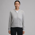 Damesweatshirt med hætte, lynlås, lange ærmer og kængurulommer