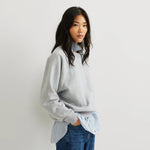 Dame sweatshirt med rund hals, lange ærmer og ribkanter