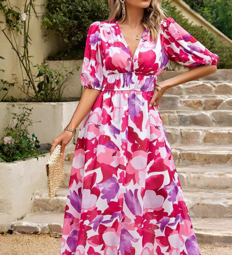 Elegant Blomster Maxi Kjole til Kvinder - Sommerkjoler til Casual Stil