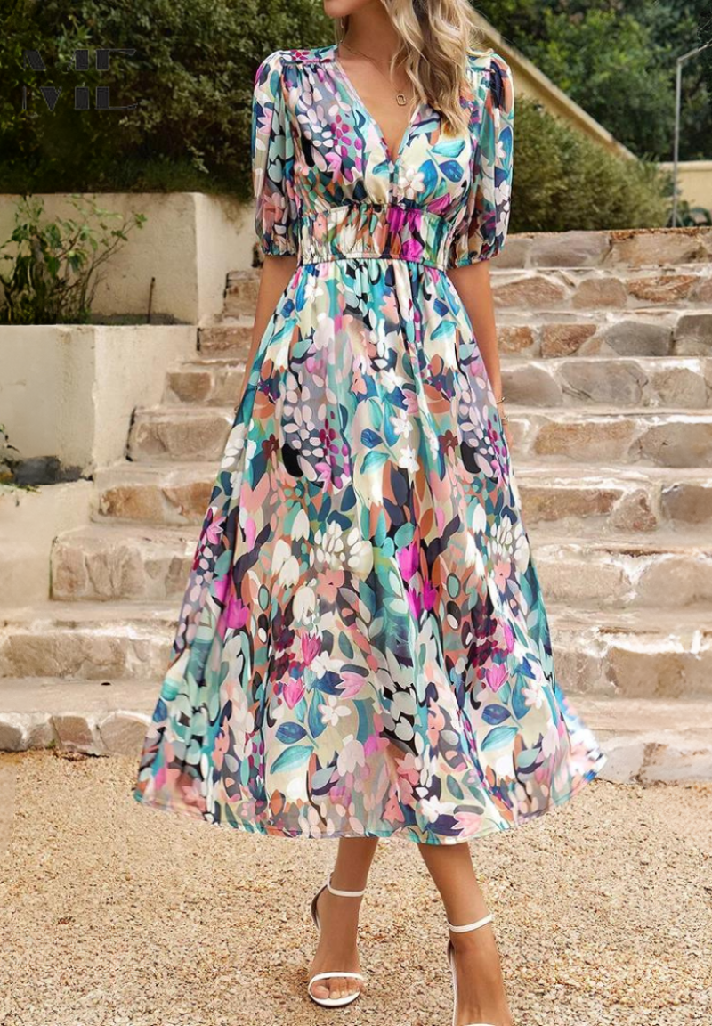 Elegant Blomster Maxi Kjole til Kvinder - Sommerkjoler til Casual Stil