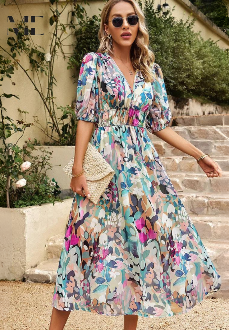 Elegant Blomster Maxi Kjole til Kvinder - Sommerkjoler til Casual Stil