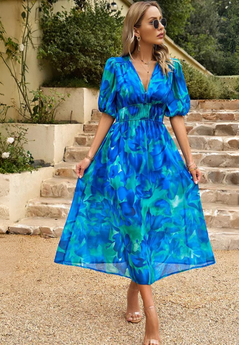 Elegant Blomster Maxi Kjole til Kvinder - Sommerkjoler til Casual Stil