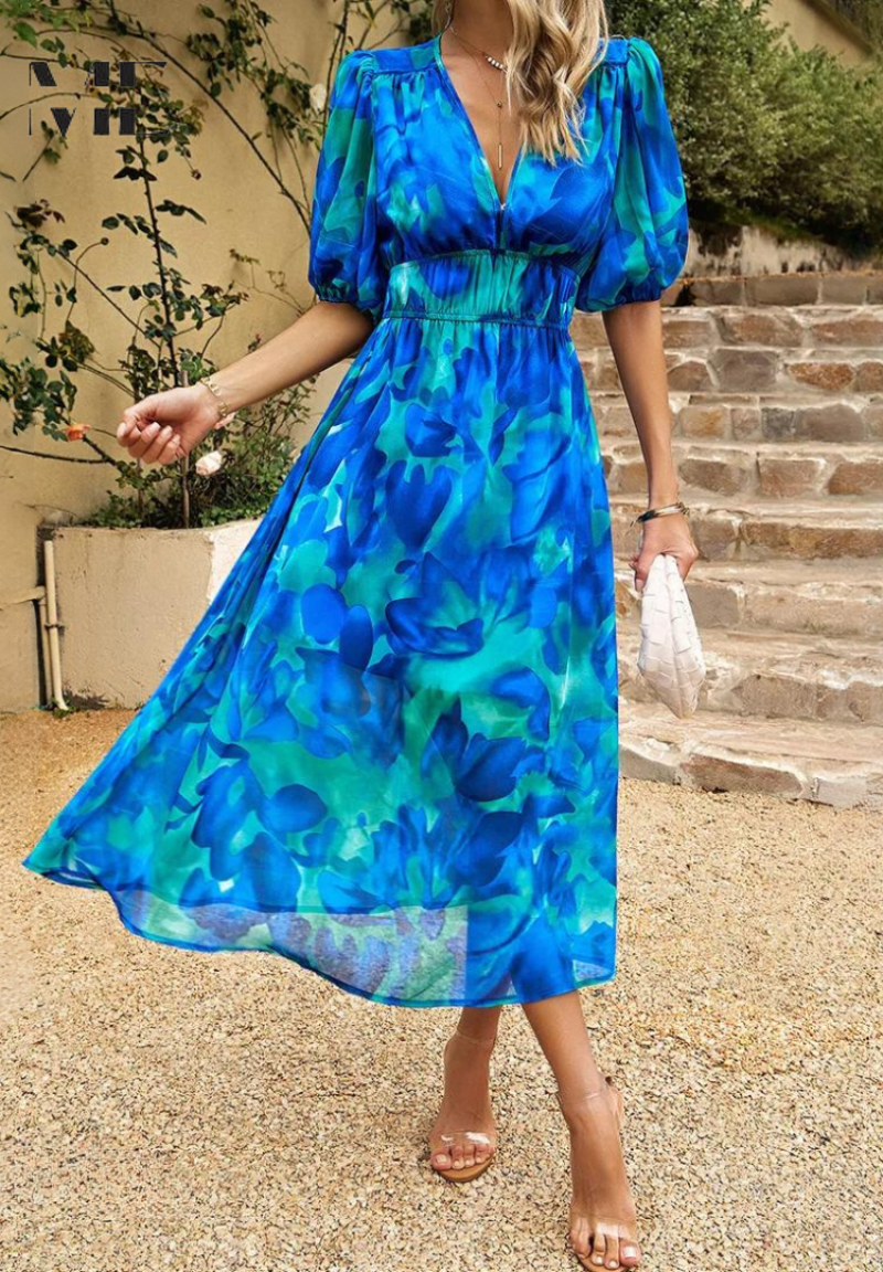Elegant Blomster Maxi Kjole til Kvinder - Sommerkjoler til Casual Stil
