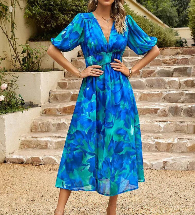Elegant Blomster Maxi Kjole til Kvinder - Sommerkjoler til Casual Stil