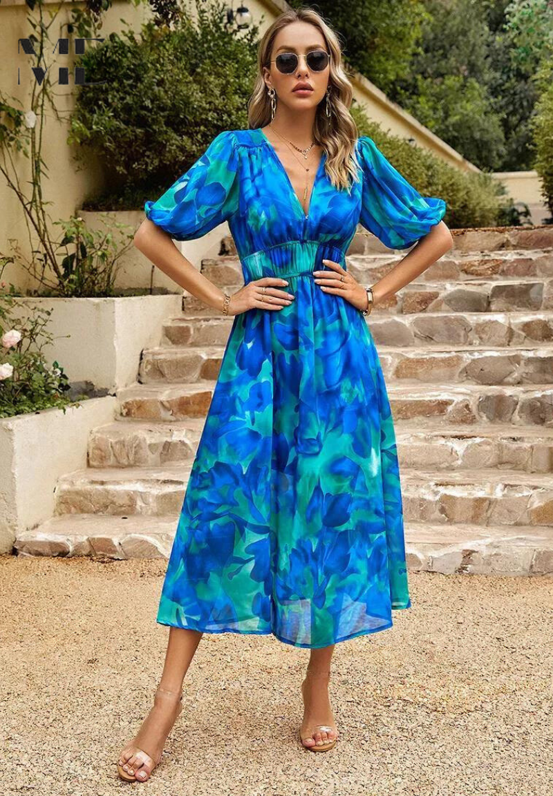 Elegant Blomster Maxi Kjole til Kvinder - Sommerkjoler til Casual Stil