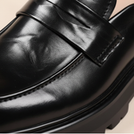 Herre loafers med pennyrem og kraftig profilsål