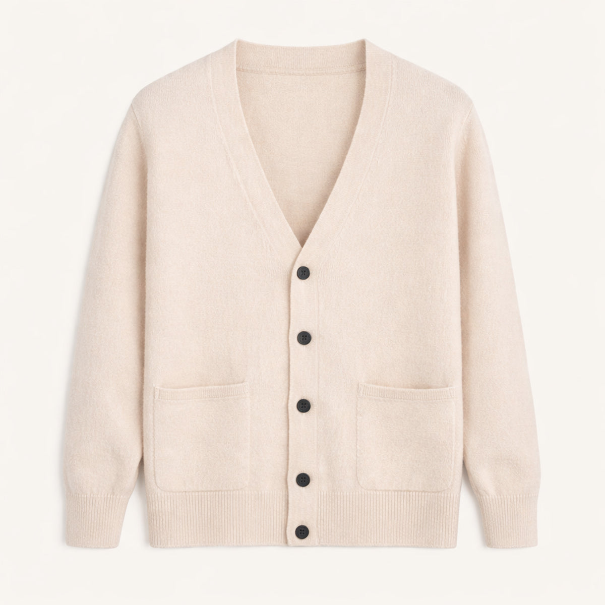 Herre cardigan med V-hals, knapper og to frontlommer