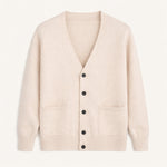 Herre cardigan med V-hals, knapper og to frontlommer