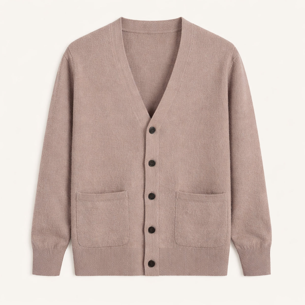 Herre cardigan med V-hals, knapper og to frontlommer