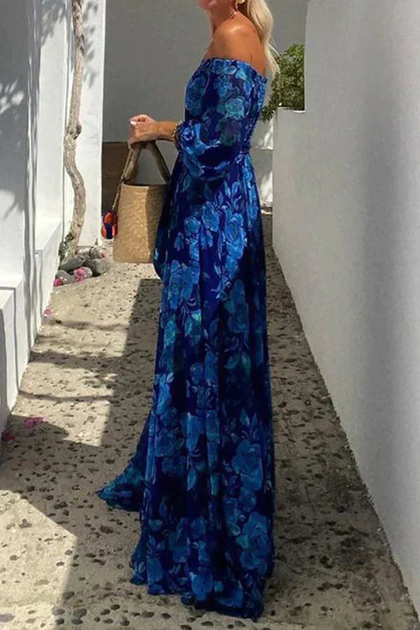 Esmeralda Off-Shoulder Sommerkjole – Blomster Maxi til Dame