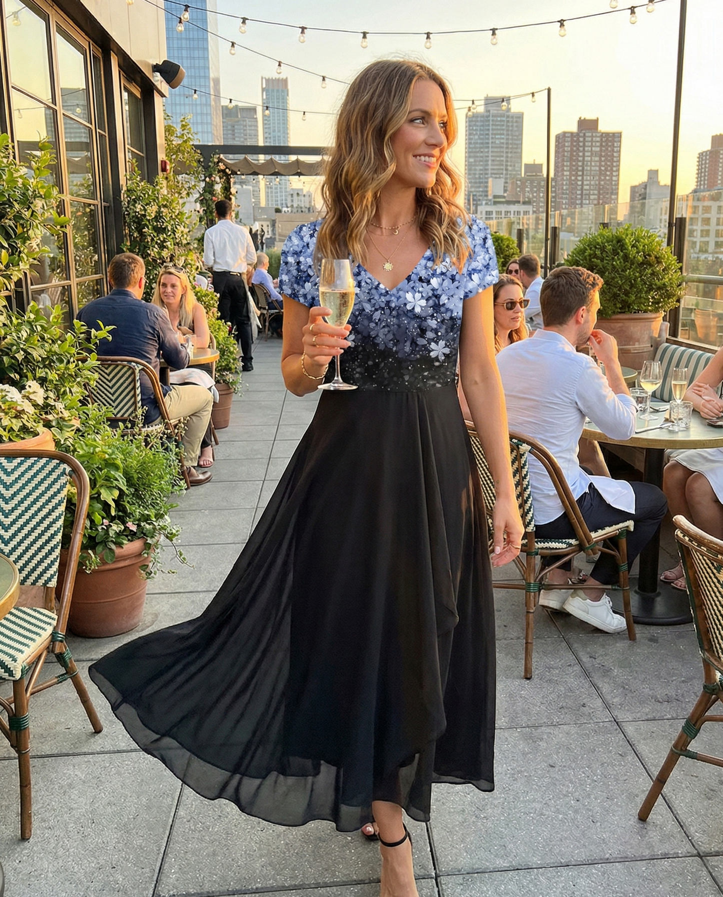 Elegant Kvinders Cocktail Midi Kjole
