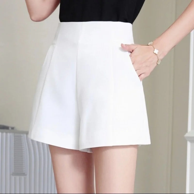Freja Dame Shorts – A-Line Shorts Høj Talje Chiffon Shorts Brede Ben Sommerstil