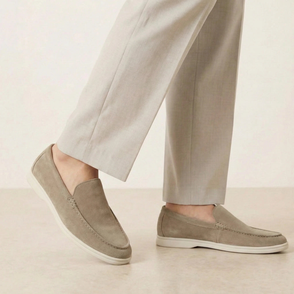 Loafers Herre i Velour-Look – Mokkasin Syning med Gummisål