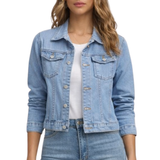 Willow | Kvinders Denimjakke – Knaplukning foran, Klassisk Blå