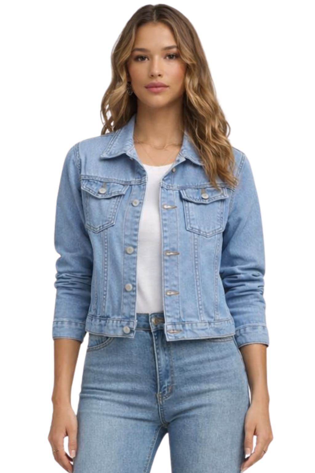 Willow | Kvinders Denimjakke – Knaplukning foran, Klassisk Blå