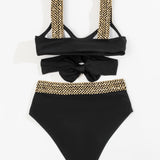 Bikini med høj talje – Glitterstropper til sol