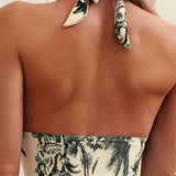 Badedragt med print – Dyb v-hals til sommer