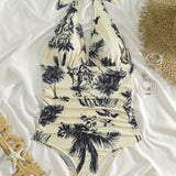 Badedragt med print – Dyb v-hals til sommer