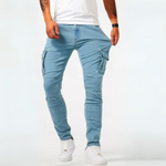 Herrejeans med taperede ben og cargo-lommer