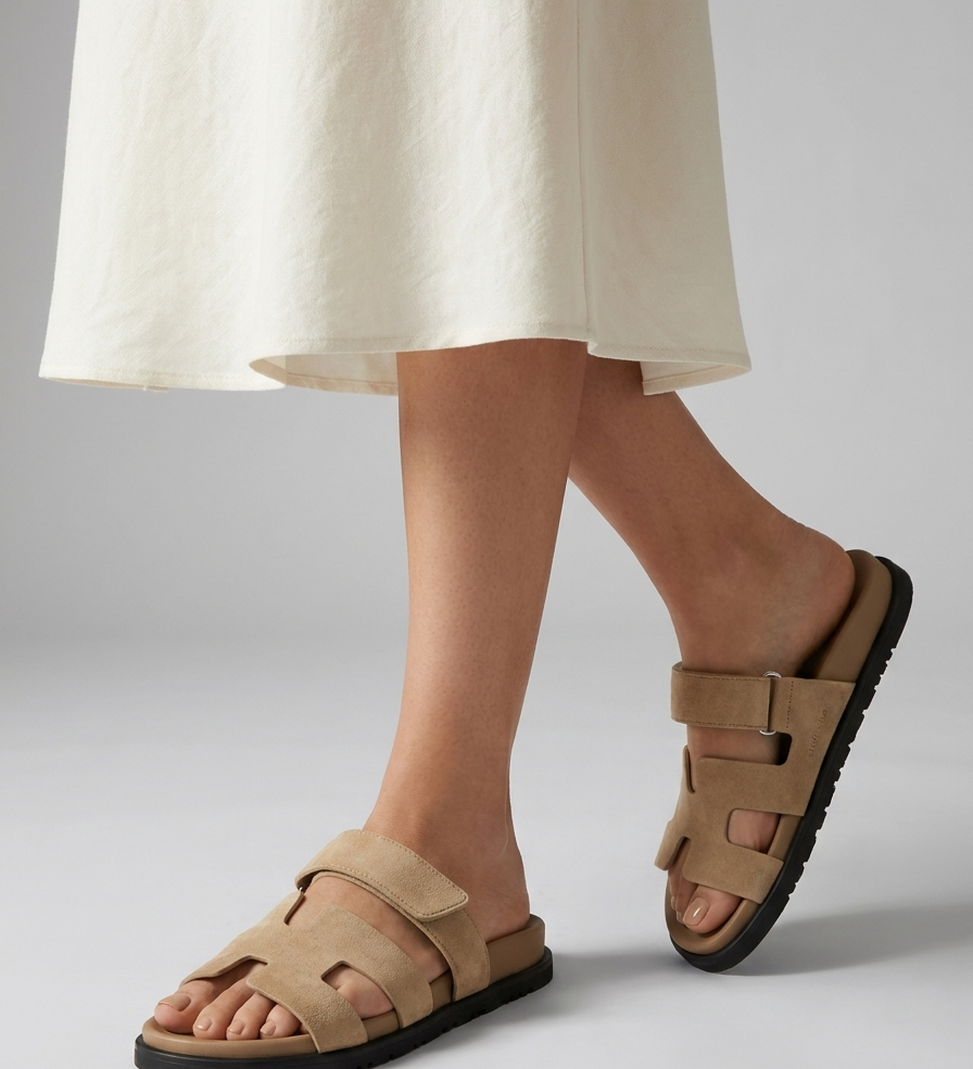 Nerio | Unisex Lædersandaler med Bred Rem