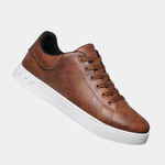 Herre sneakers med snørebånd, rund tå og flad lys sål